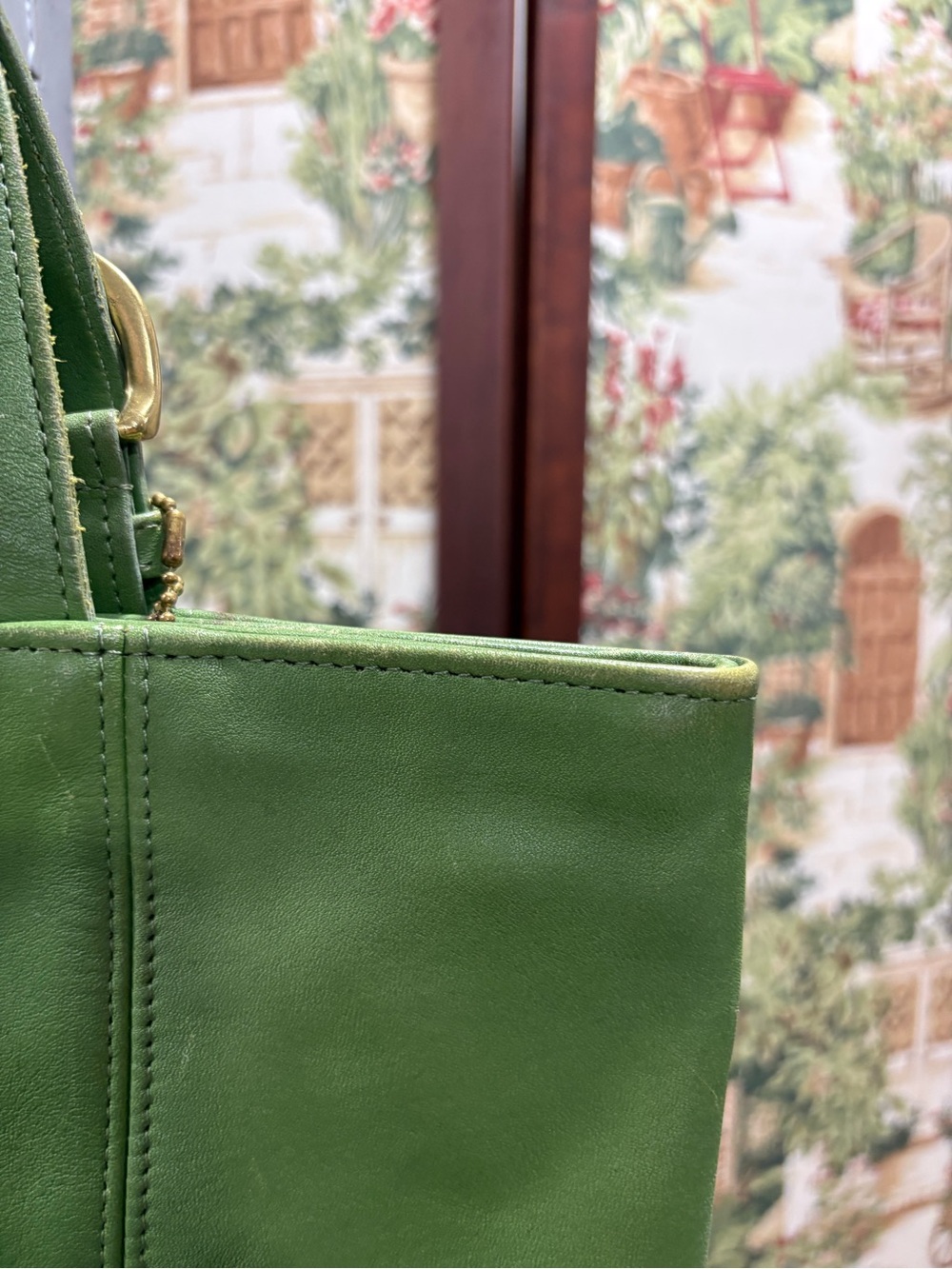 COACH VINTAGE WAVERLY LEATHER TOTE BAG 4133 LEAF GREEN - Picture 4 of 8
